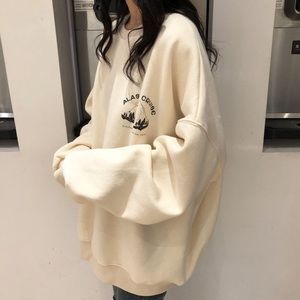oversized cream crew neck sweater